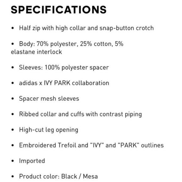 IVY PARK Black and Gold Body Suit - SIZE SMALL - Picture 9 of 10